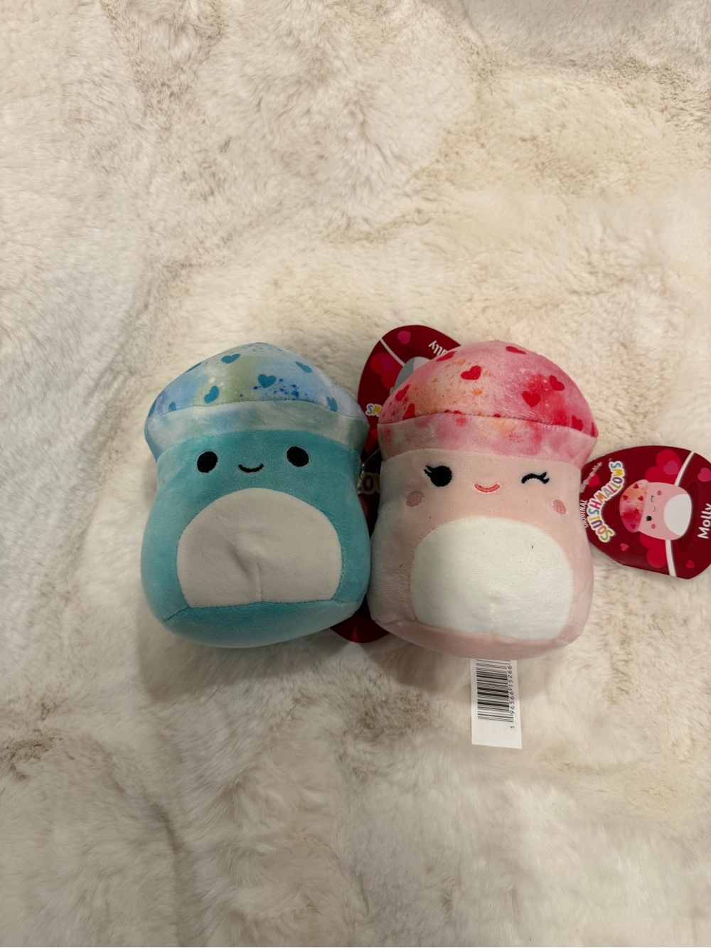 Squishmallows mushroom Valentine’s Pair - Blue & Pink mushroom- Molly and Mully